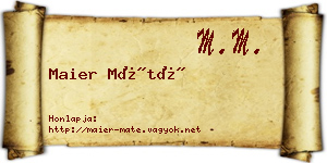 Maier Máté névjegykártya